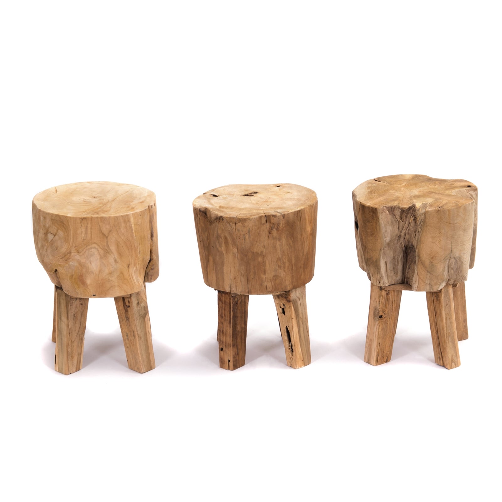 RUNDER BAUMSTAMM HOCKER "TRUNK" | Teak, 40 cm | Holz Schemel