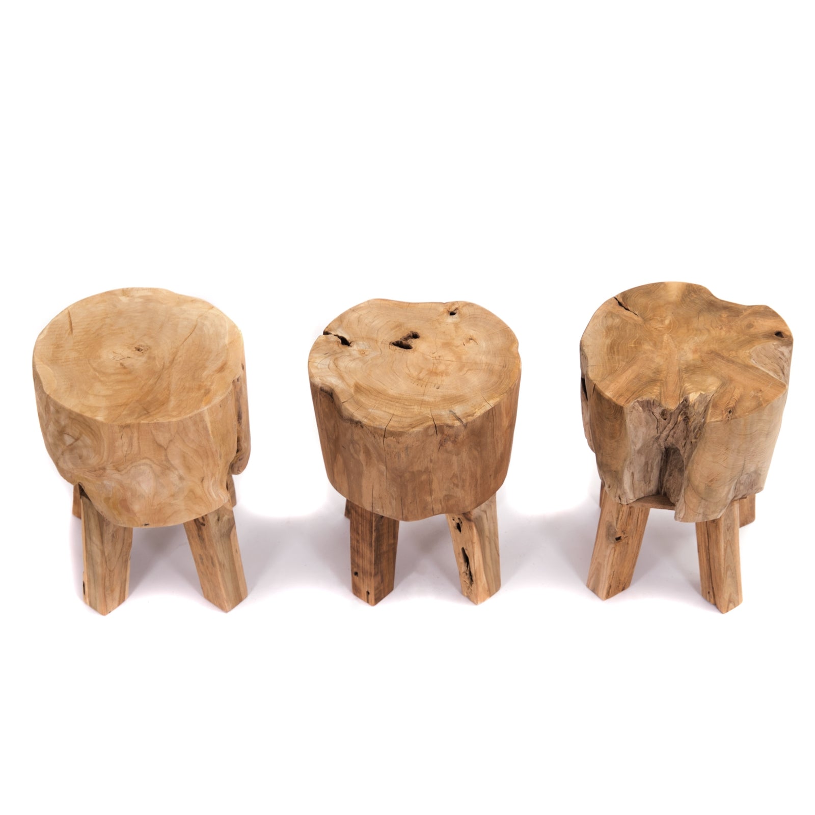 RUNDER BAUMSTAMM HOCKER "TRUNK" | Teak, 40 cm | Holz Schemel