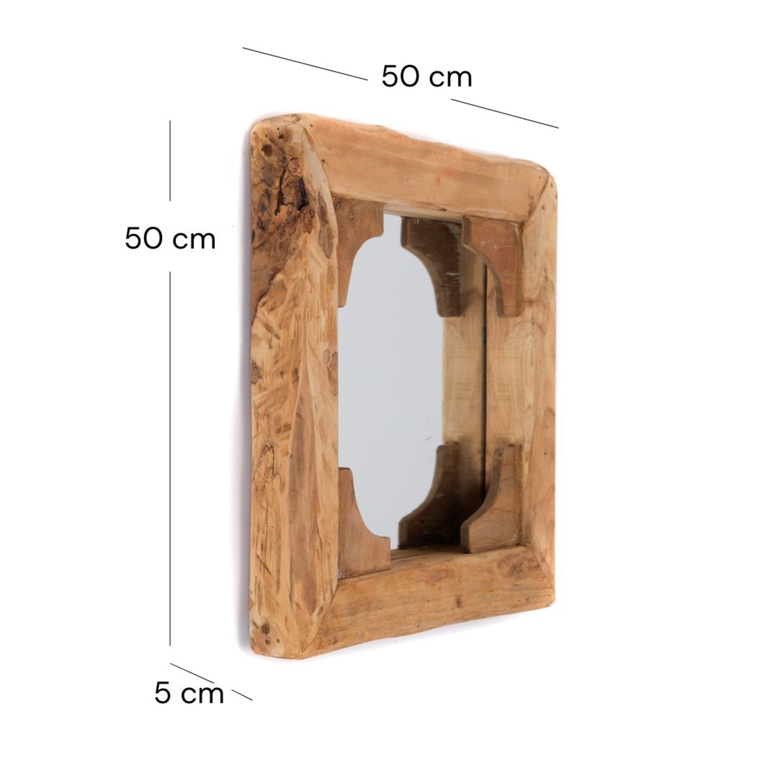 WANDSPIEGEL "INDIA" | 50 cm, Teakholz | Natur Holz Spiegel