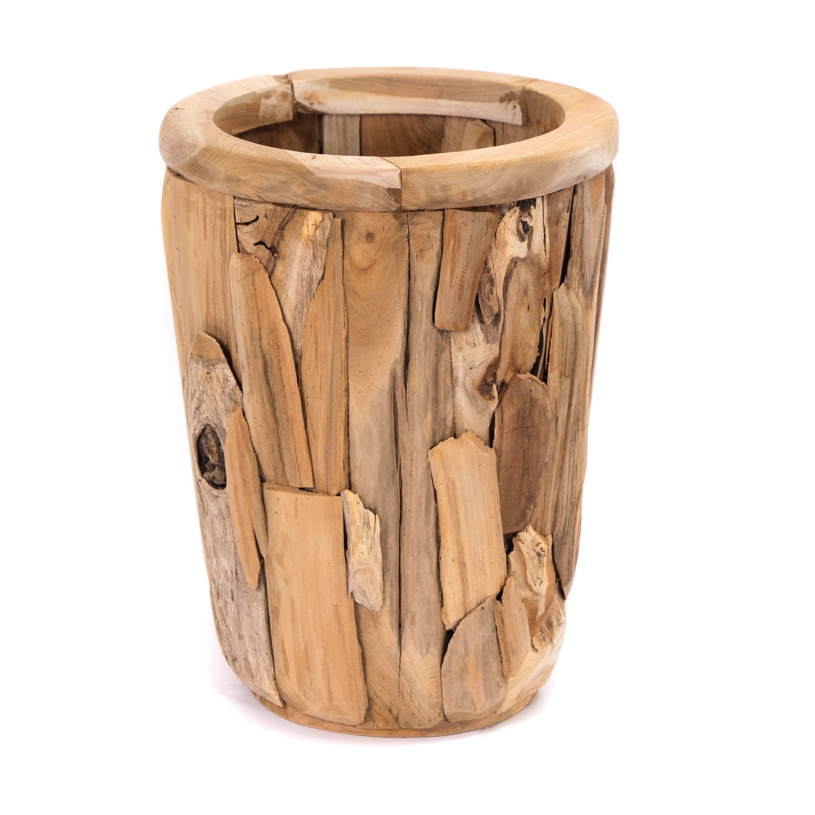 BODENVASE "VERDE" | Treibholz, 60 cm | Großer Teak Übertopf