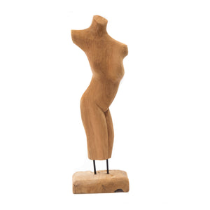 TEAK SKULPTUR "TORSO" | Teakholz, 57 cm | Weibliche Körper Statue