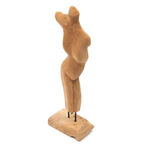 TEAK SKULPTUR "TORSO" | Teakholz, 57 cm | Weibliche Körper Statue