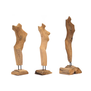 TEAK SKULPTUR "TORSO" | Teakholz, 57 cm | Weibliche Körper Statue