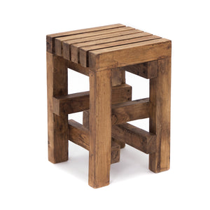 HOLZ HOCKER "TETRIS" | Mahagoni Holz, 45 cm | Blumenhocker