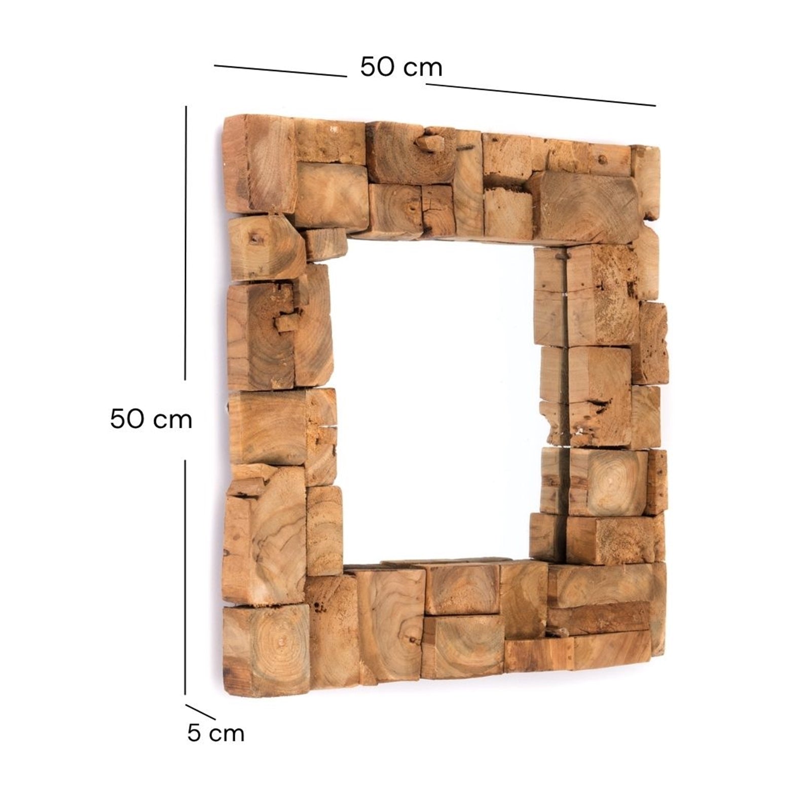 WANDSPIEGEL "MOSAIK" | 50 cm, Massivholz | Holz Mosaik Flurspiegel