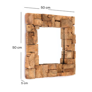 WANDSPIEGEL "MOSAIK" | 50 cm, Massivholz | Holz Mosaik Flurspiegel