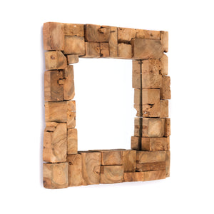 WANDSPIEGEL "MOSAIK" | 50 cm, Massivholz | Holz Mosaik Flurspiegel