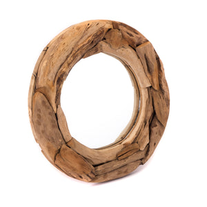 RUNDER WANDSPIEGEL "ROUND 50" | Teak, 50 cm | Treibholz Spiegel