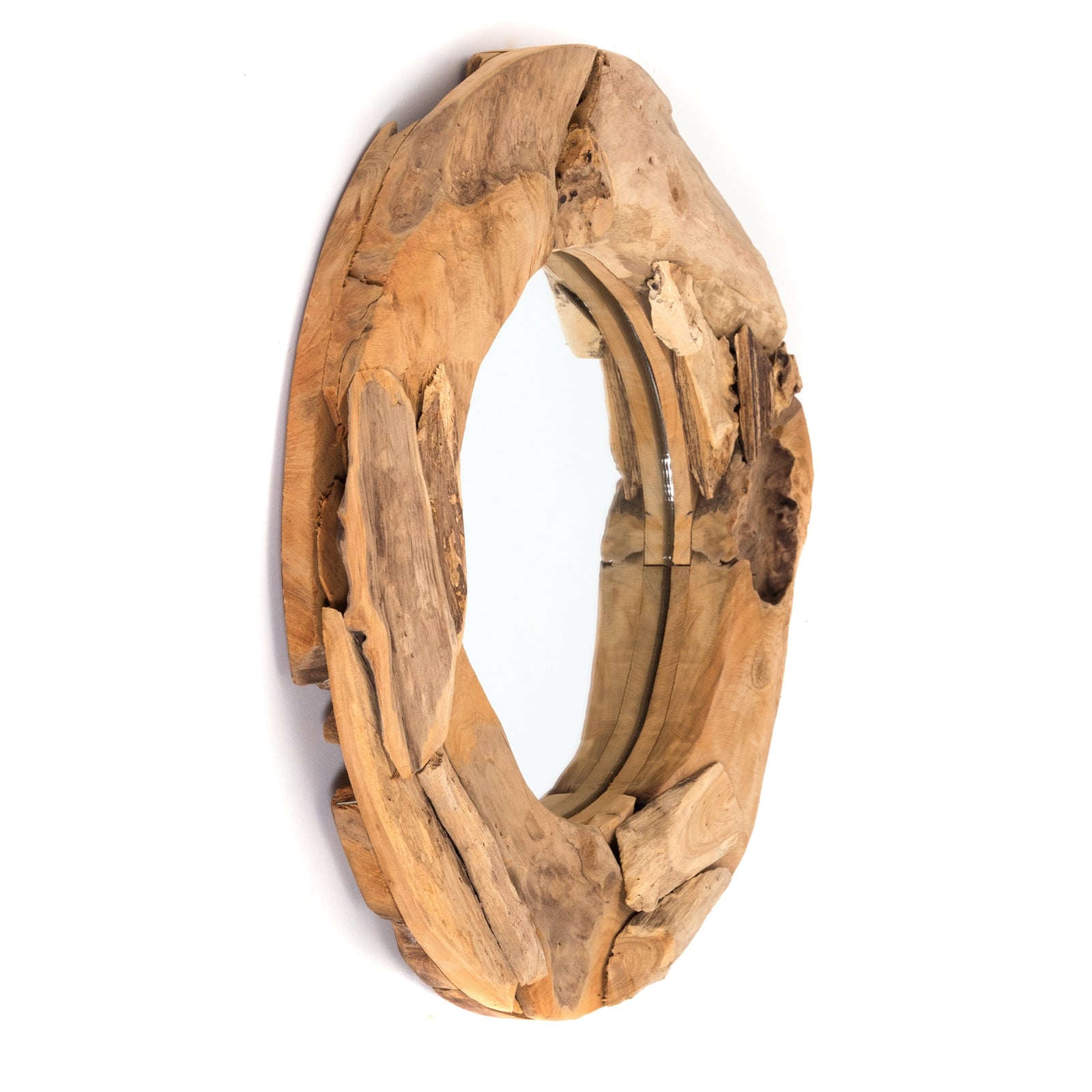 RUNDER WANDSPIEGEL "ROUND 50" | Teak, 50 cm | Treibholz Spiegel