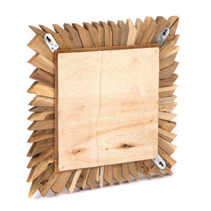 HOLZ WANDSPIEGEL "SPIKES" | 50x50cm, Massivholz | Natur Holzspiegel