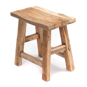 HOLZ HOCKER "CURVO" | Teakholz, 50 cm | Sitzhocker, Blumenhocker