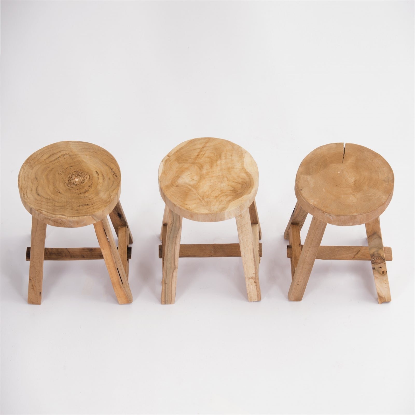 RUNDER HOCKER "LEVI" | Teak, 30 cm | Holz Schemel, Blumen Hocker