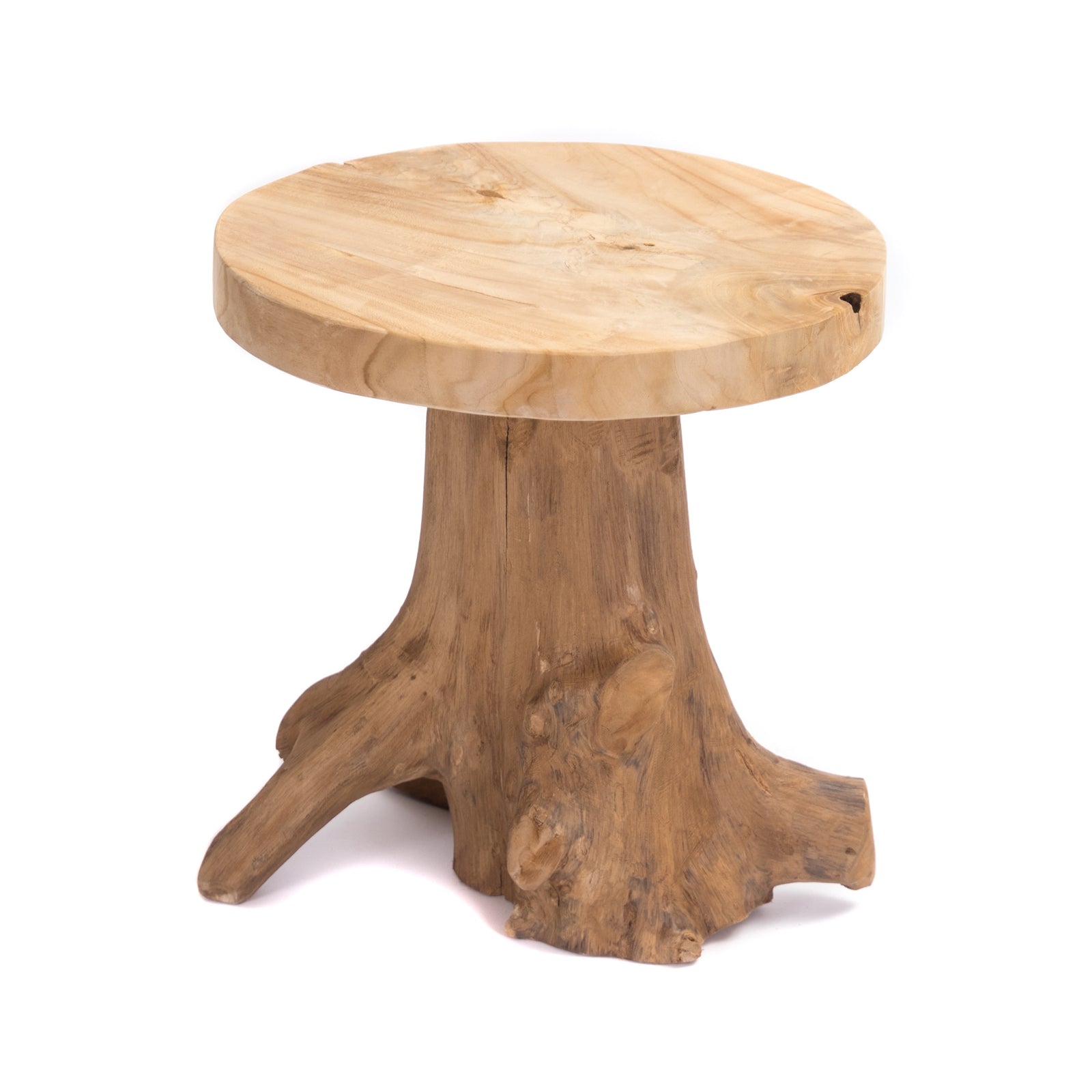 BAUMSTAMM BEISTELLTISCH "FIDO" | 40 cm, Teak | Natur Sofatisch