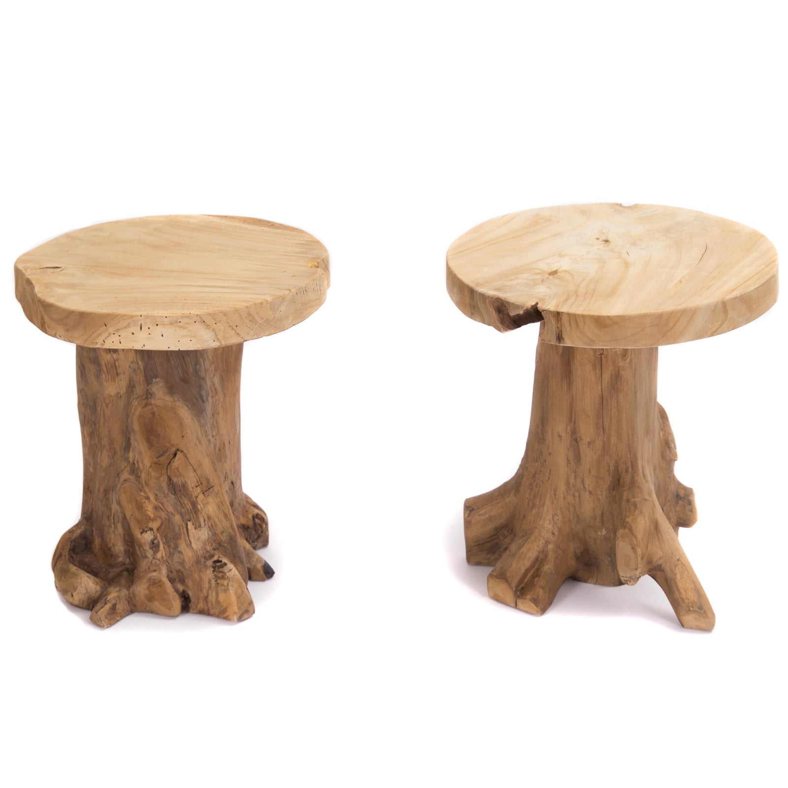 BAUMSTAMM BEISTELLTISCH "FIDO" | 40 cm, Teak | Natur Sofatisch