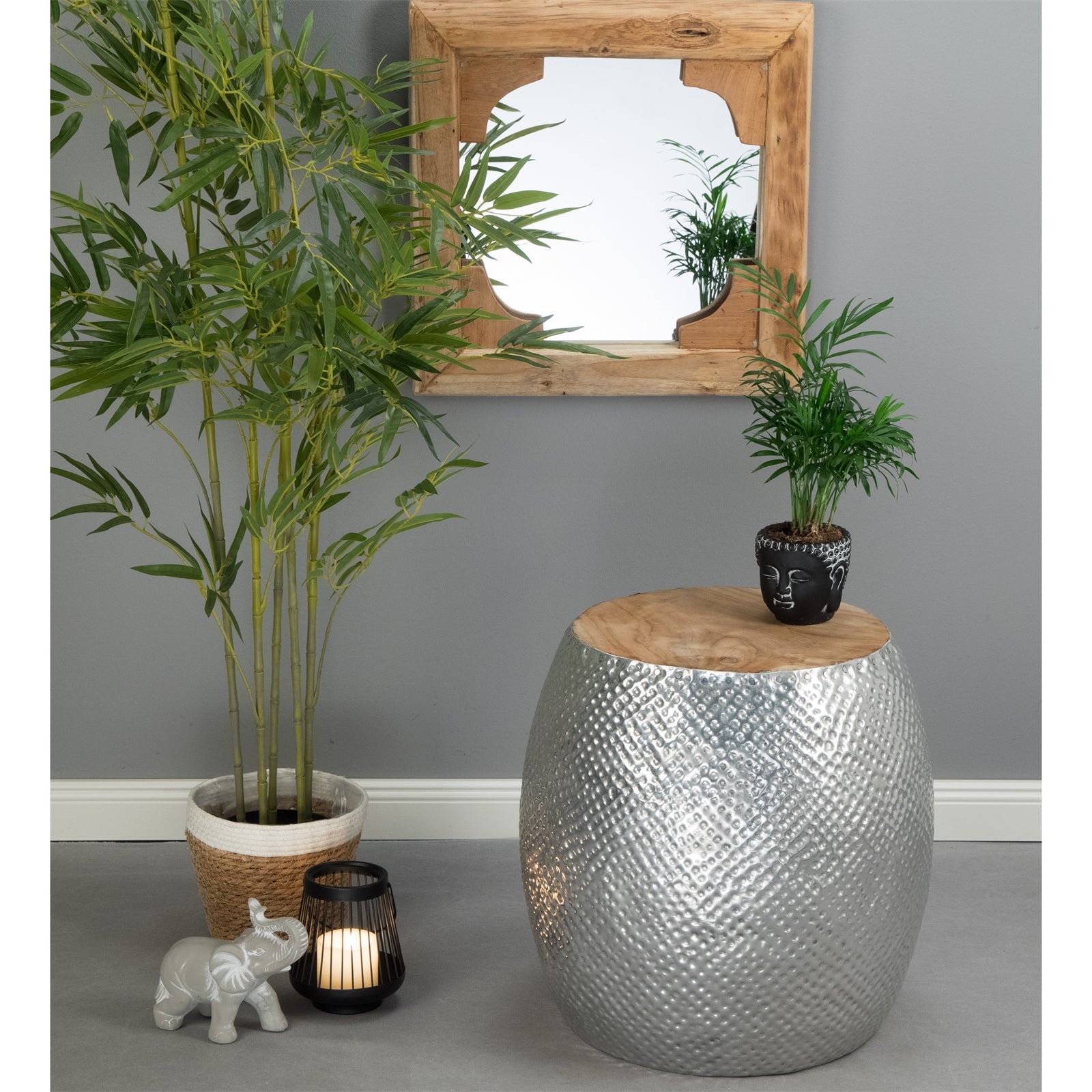 RUNDER BEISTELLTISCH "STAMP" | Hammerschlag, 47 cm | Orient Hocker