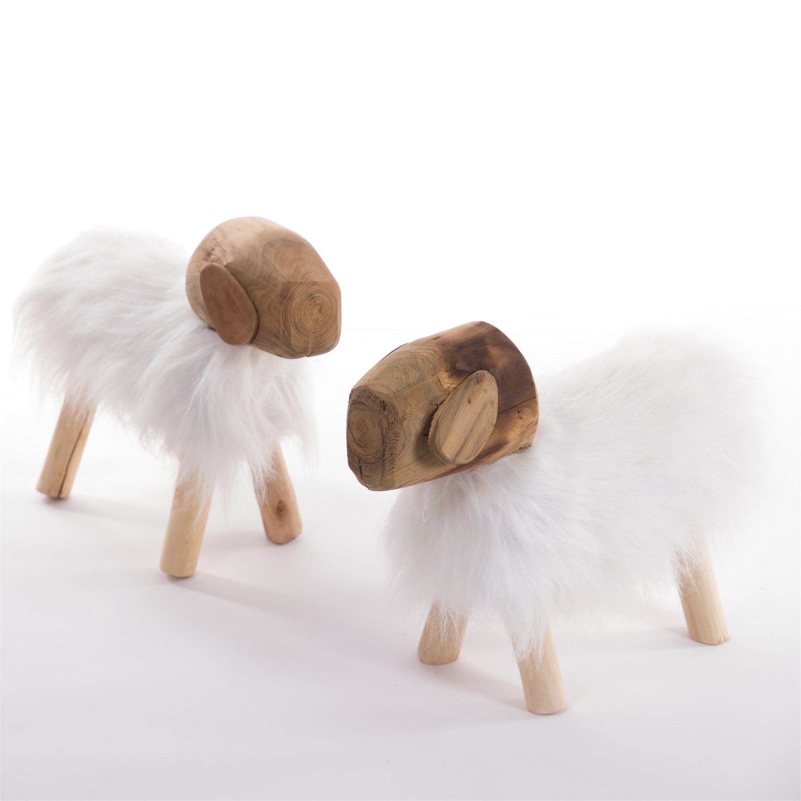 DEKO SCHAF "WILMA" | Kunstfell, Holz, 44 cm | Schaf Figur