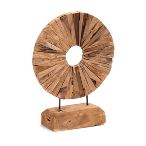 HOLZ SKULPTUR "CIRCLE" | Holz, 54 cm | Rundes Deko Objekt