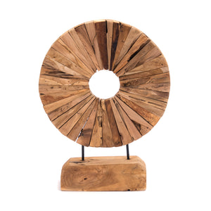 HOLZ SKULPTUR "CIRCLE" | Holz, 54 cm | Rundes Deko Objekt