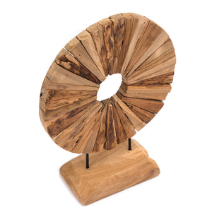 HOLZ SKULPTUR "CIRCLE" | Holz, 54 cm | Rundes Deko Objekt