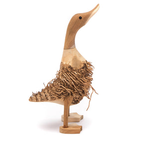 HOLZ ENTE "DUCK" | Bambus, 33x15cm (HxL) | Wurzel Ente, Enten Skulptur