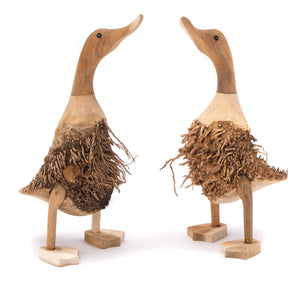 HOLZ ENTE "DUCK" | Bambus, 33x15cm (HxL) | Wurzel Ente, Enten Skulptur