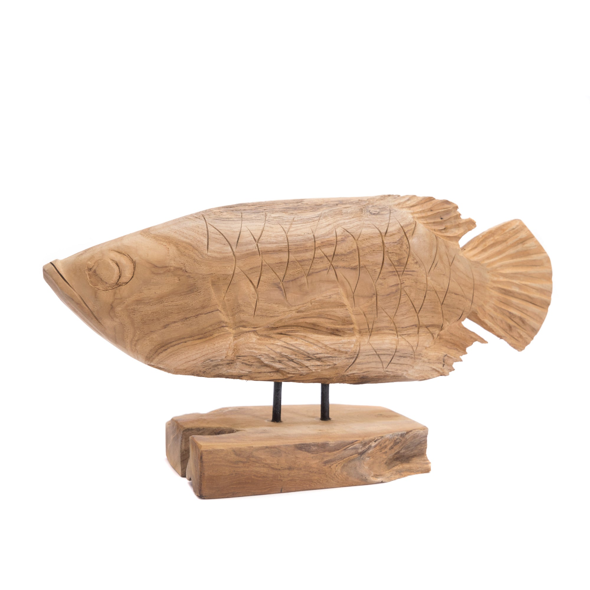 FISCH SKULPTUR "ROOT FISH" | 55 cm, Teak | Wurzelholz Figur
