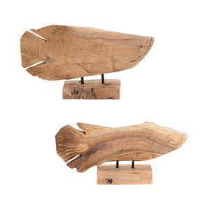 FISCH SKULPTUR "ROOT FISH" | 55 cm, Teak | Wurzelholz Figur