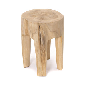 RUNDER BAUMSTAMM HOCKER "FINO" | 40x30 cm, Teak | Beistelltisch