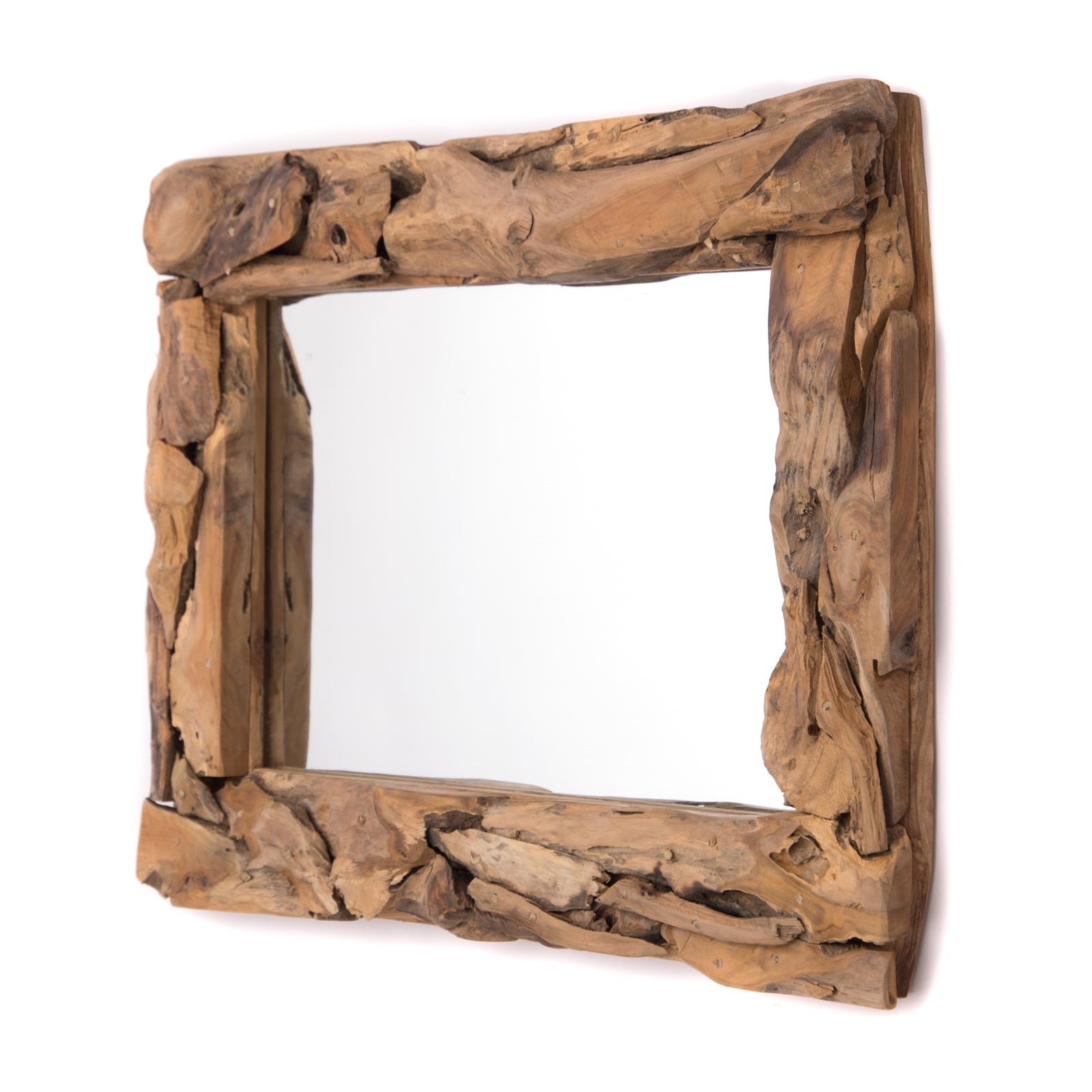 TREIBHOLZ SPIEGEL "RECTA 80" | Teak, 80 cm | Holz Wandspiegel