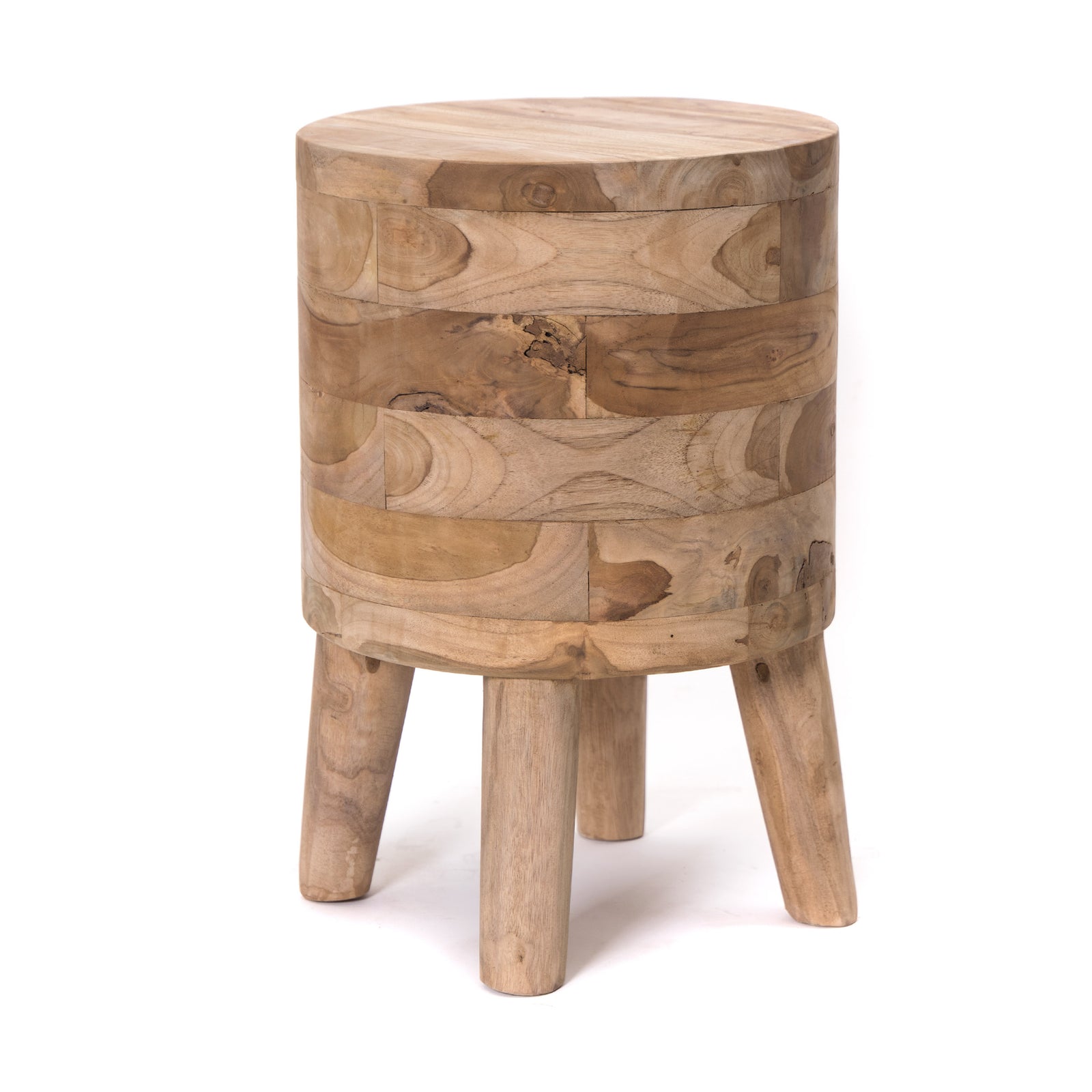 RUNDER TEAK HOCKER "NOVI" | 45x30 cm | Holz Schemel