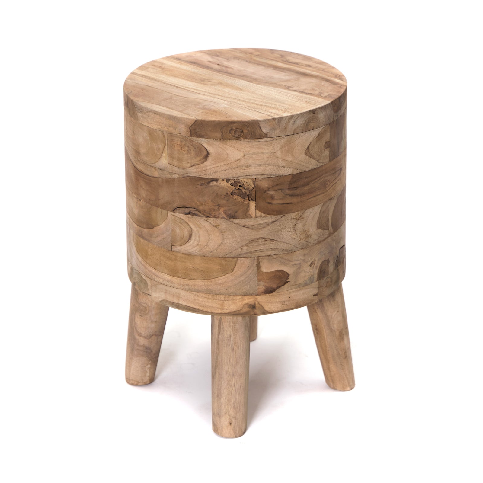 RUNDER TEAK HOCKER "NOVI" | 45x30 cm | Holz Schemel