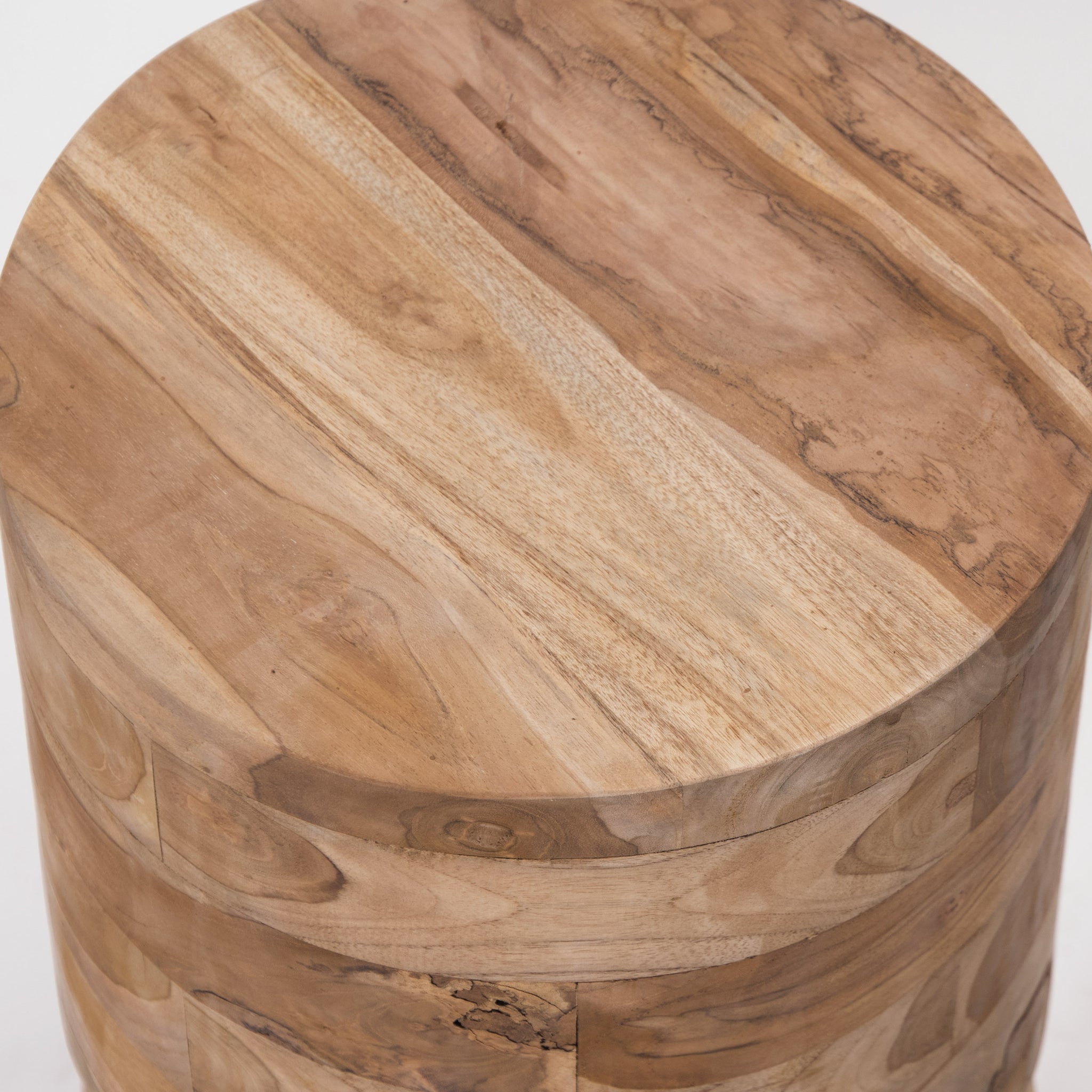 RUNDER TEAK HOCKER "NOVI" | 45x30 cm | Holz Schemel