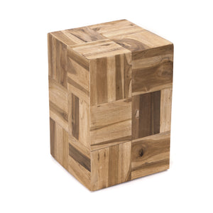 BEISTELLTISCH "PUZZLE" | Teak | Holz Blumen Hocker, Nachttisch