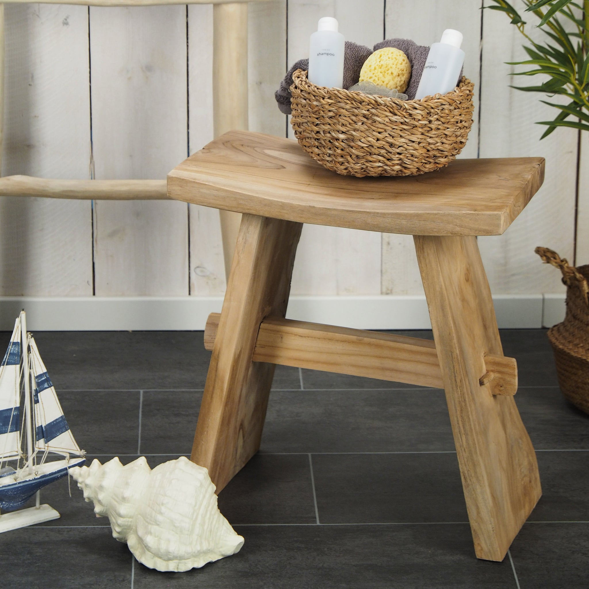 SITZHOCKER "FINCA II" | Teakholz, 50 cm | Holz Hocker