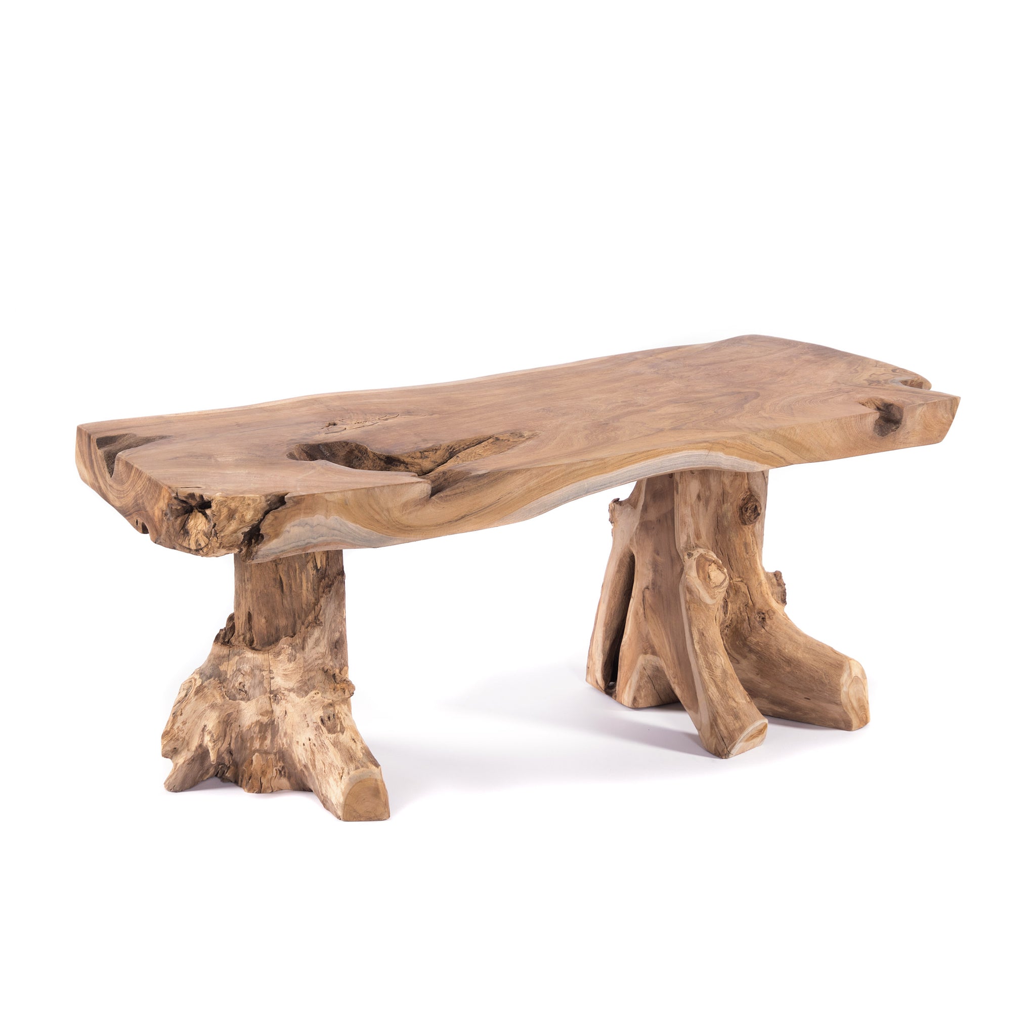 TEAK WURZELHOLZ BANK "ALVARO" | 113 cm | Holz Sitzbank