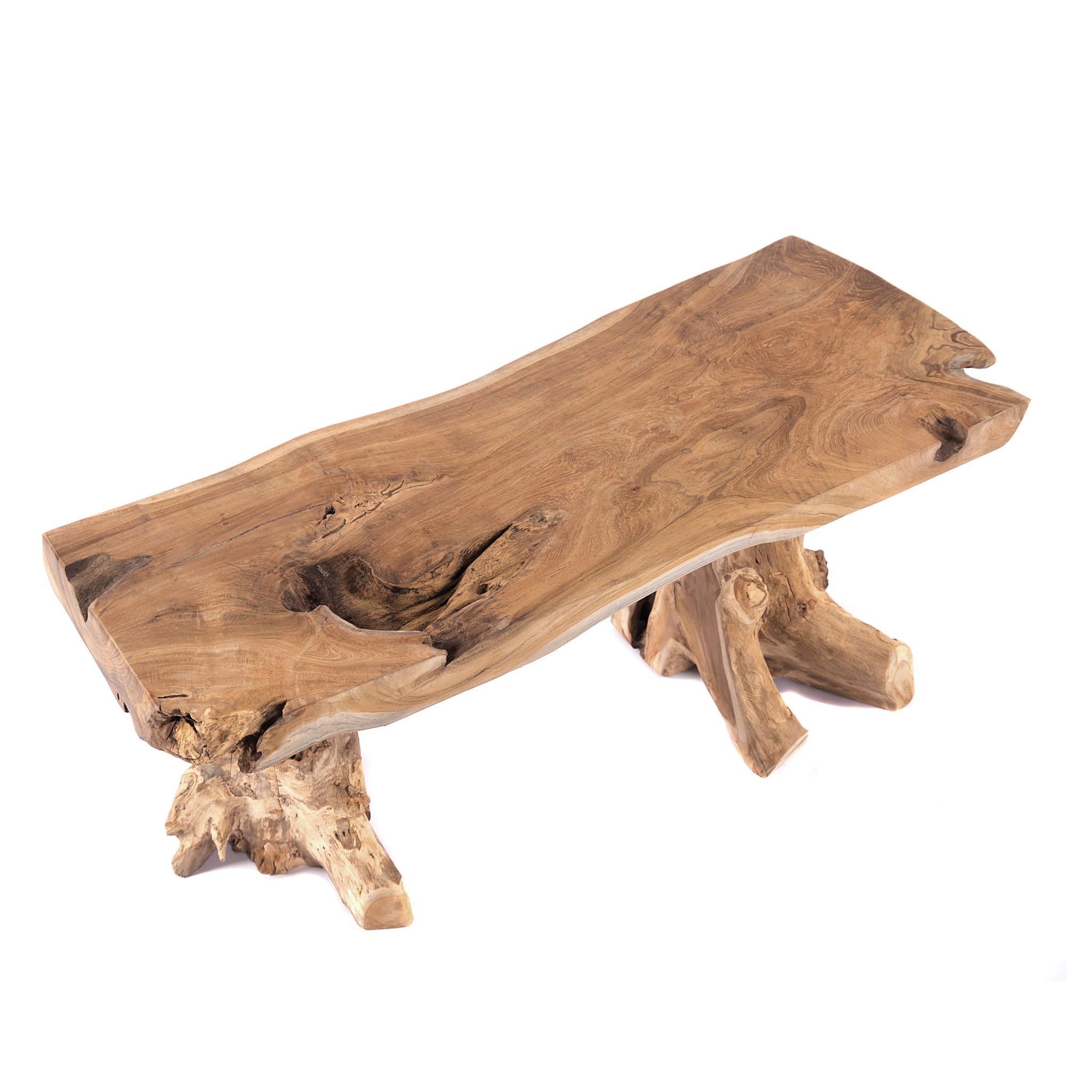 TEAK WURZELHOLZ BANK "ALVARO" | 113 cm | Holz Sitzbank