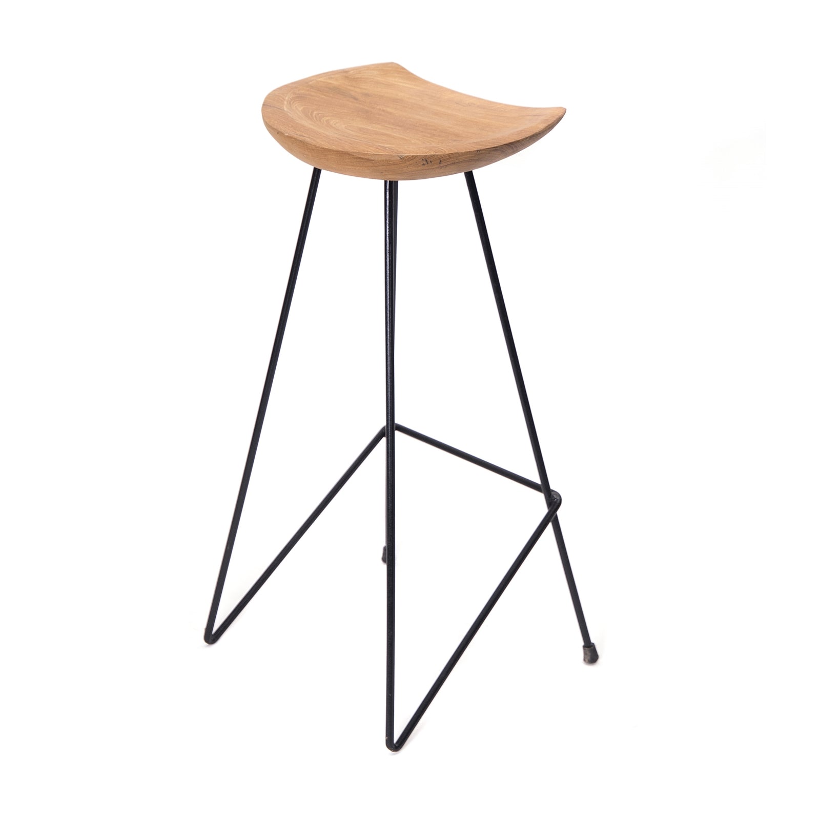 BARHOCKER "RICO" | Teak, Metall, 80 cm | Holz Bistro Hocker