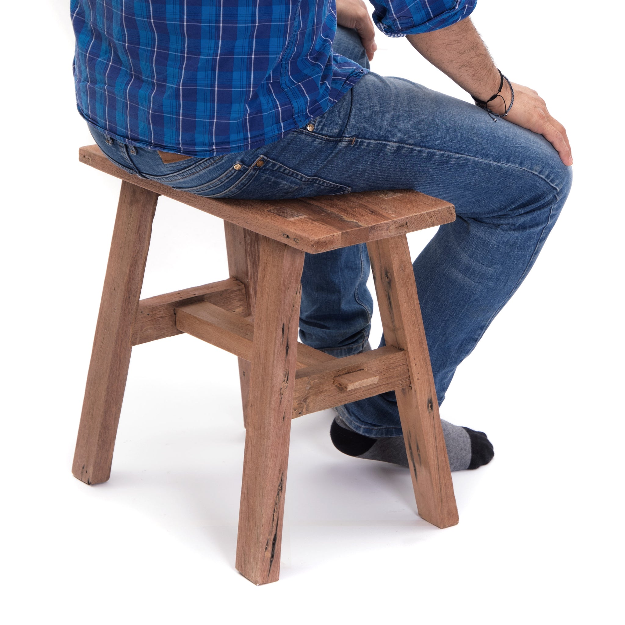 HOLZ HOCKER "RECTA 45" | 50x45 cm, Recyclingholz | Pflanzenhocker