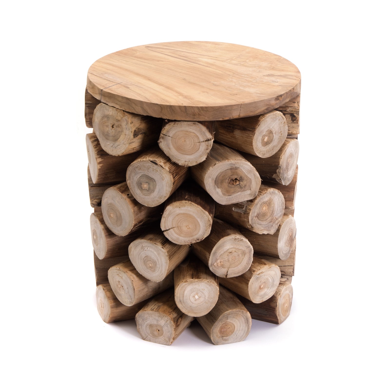 BAUMSTAMM HOCKER "MADERA" | Teak, 45 cm | Beistelltisch, Sitzhocker