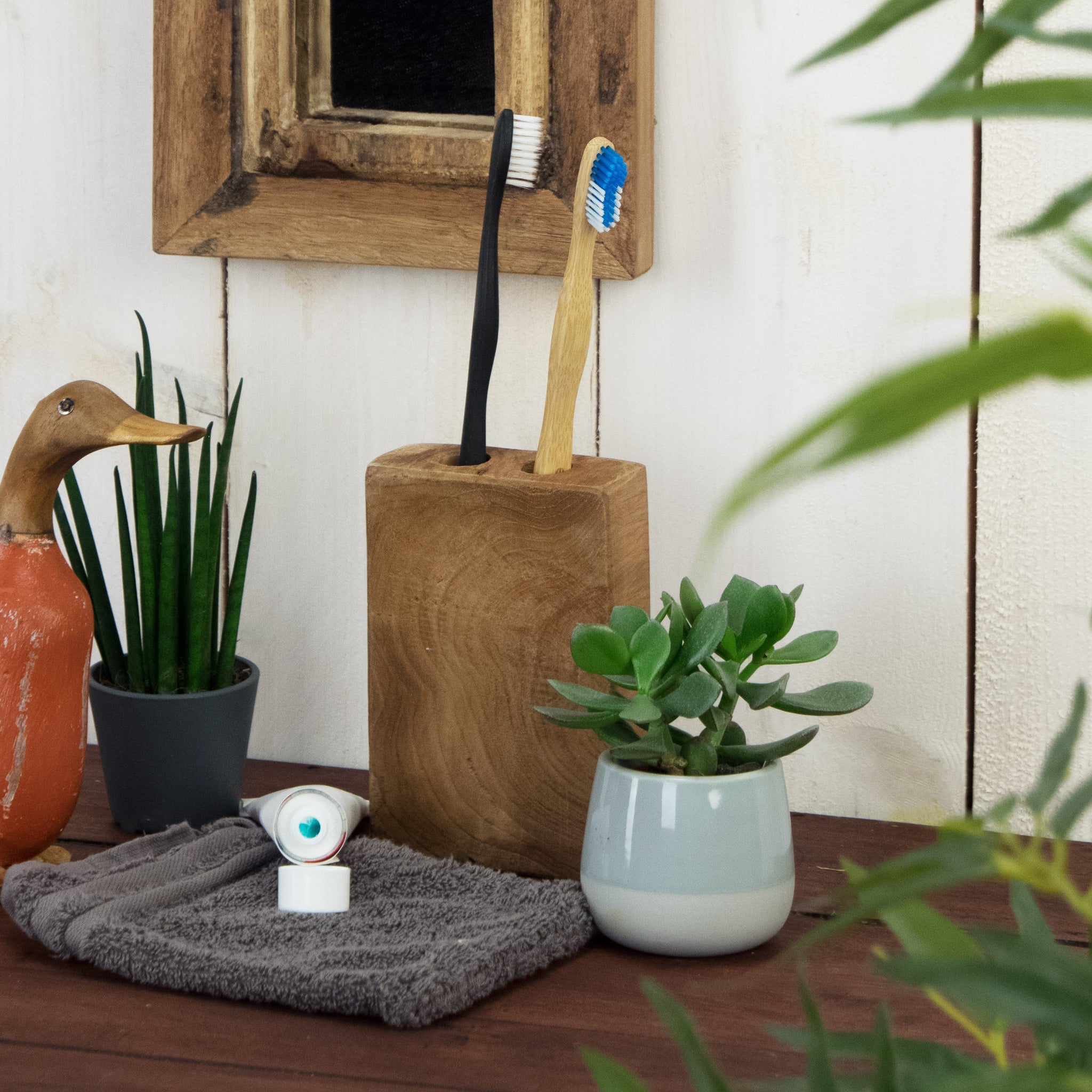 ZAHNBÜRSTENHALTER "DUO II" | Teakholz, 2 Halter | Bad Organizer