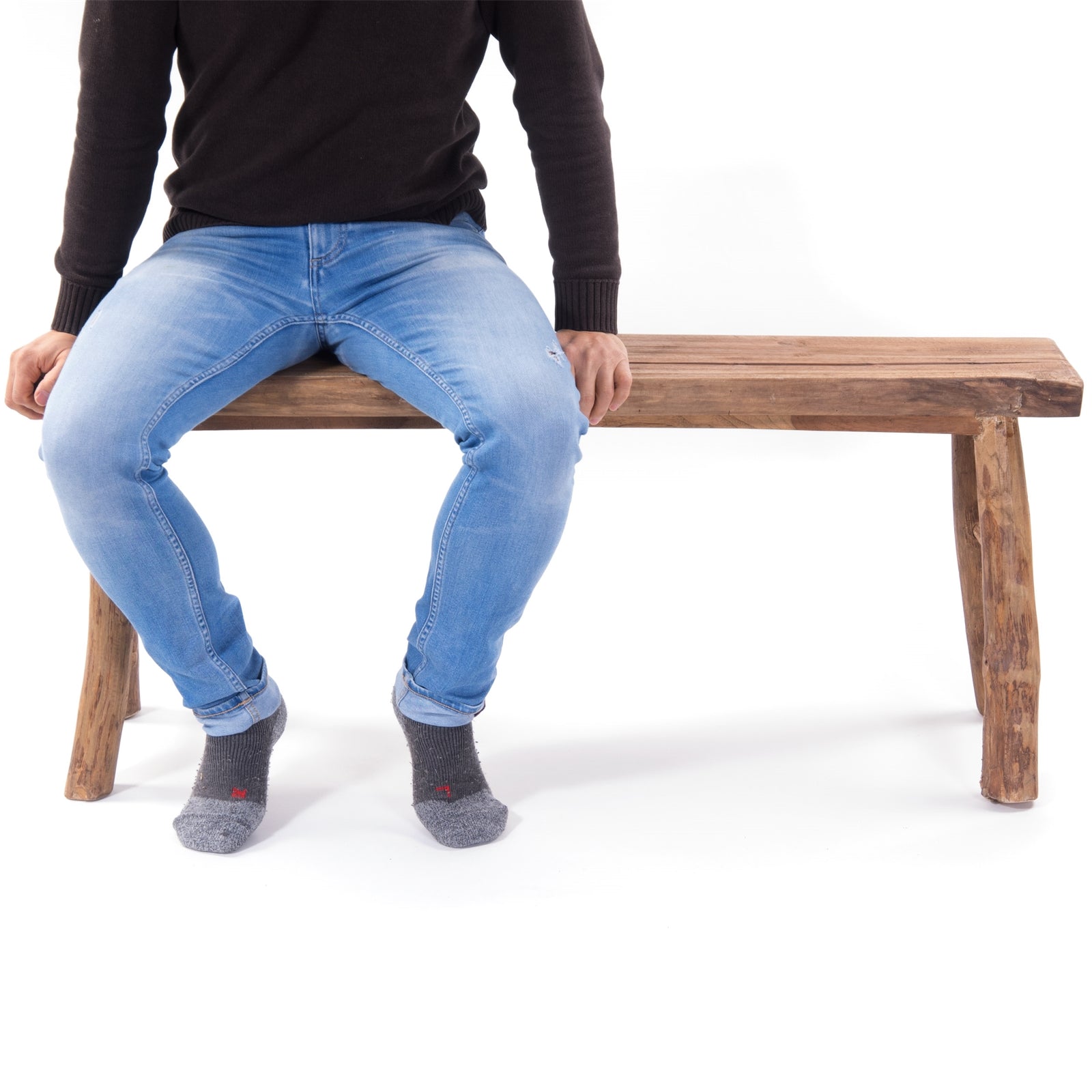 HOLZBANK "MALU 120" | Teakholz, 120 cm | Baumkante Sitzbank