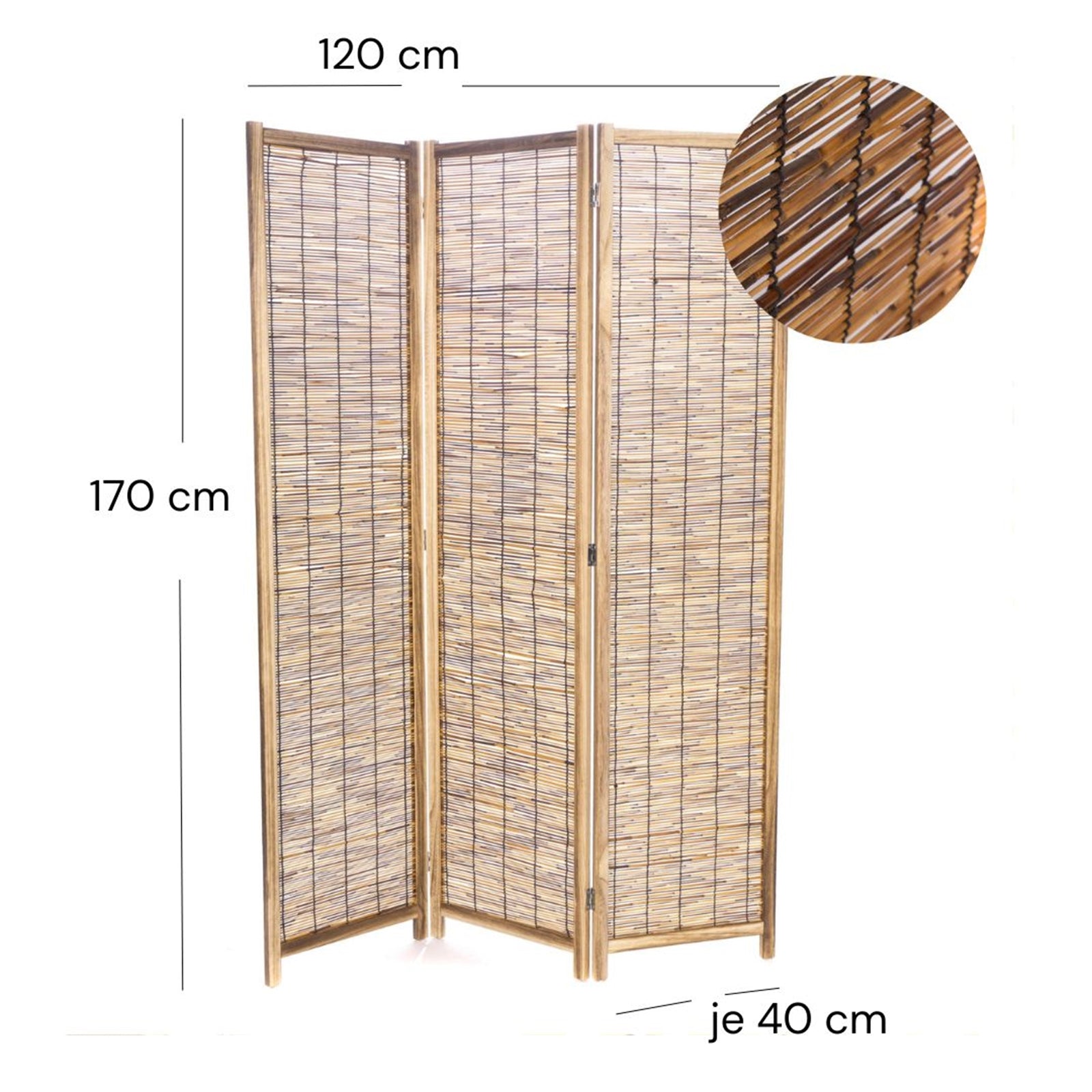 RAUMTEILER "VIVA" | Schilfrohr, 170x120 cm | Natur Paravent