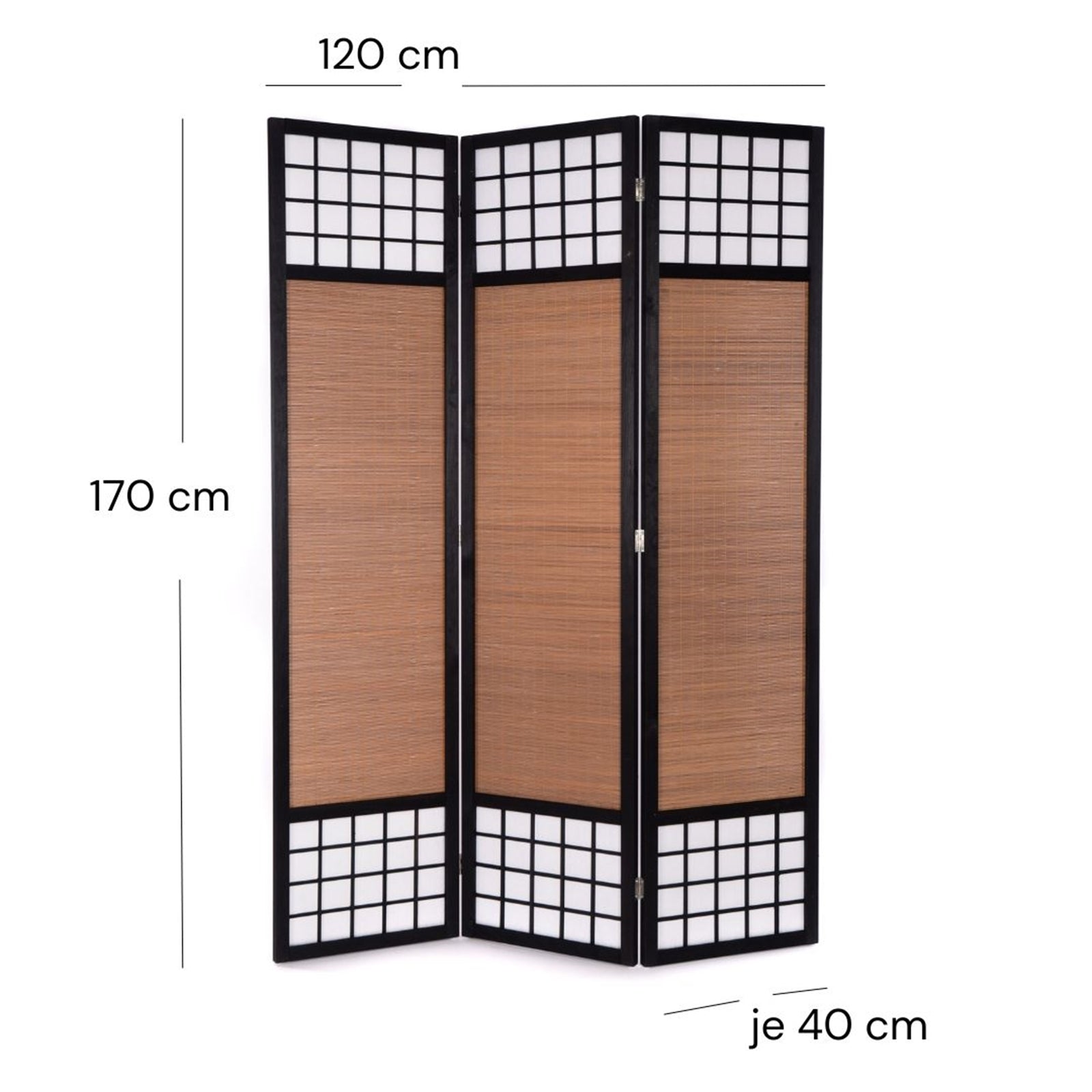 JAPANISCHER RAUMTEILER "OSAKA" | 170x120 cm, 3-teilig | Shoji Paravent