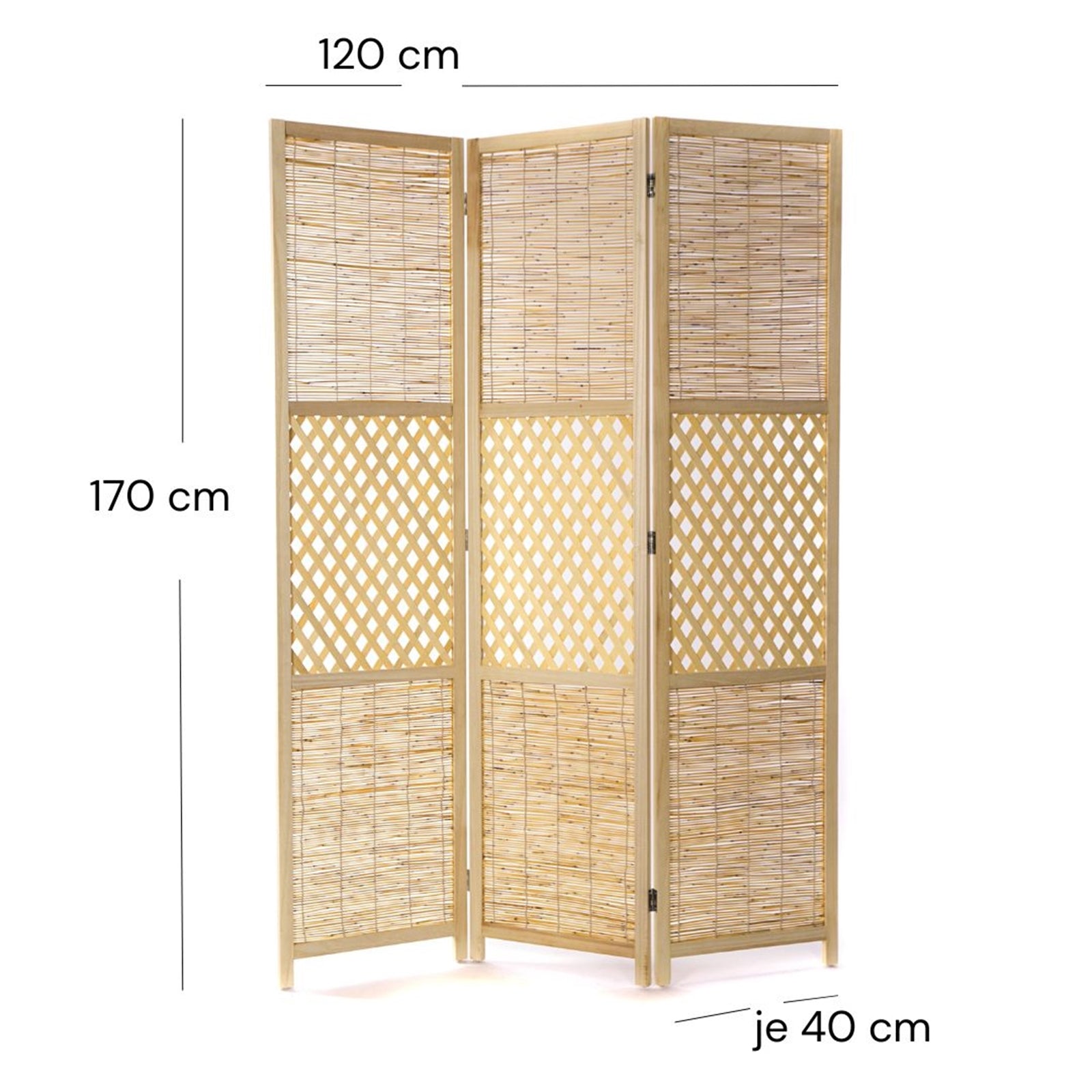 RAUMTEILER "AMBIENTE" | 3-teilig, Bambus, Schilf | Natur Paravent