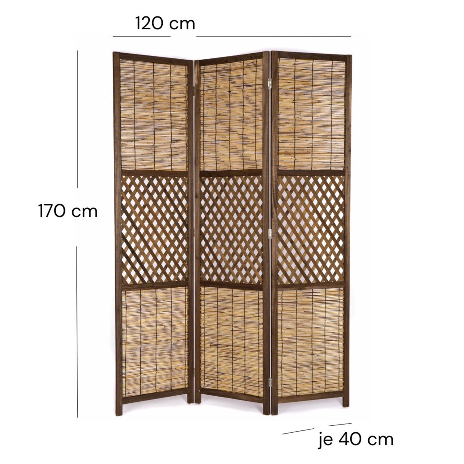 RAUMTEILER "AMBIENTE" | 3-teilig, Bambus, Schilf | Natur Paravent