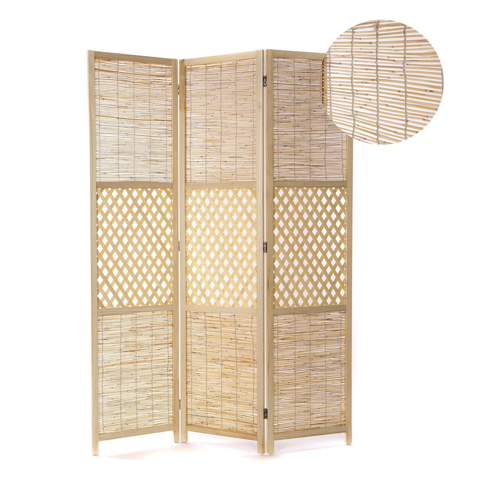 RAUMTEILER "AMBIENTE" | 3-teilig, Bambus, Schilf | Natur Paravent