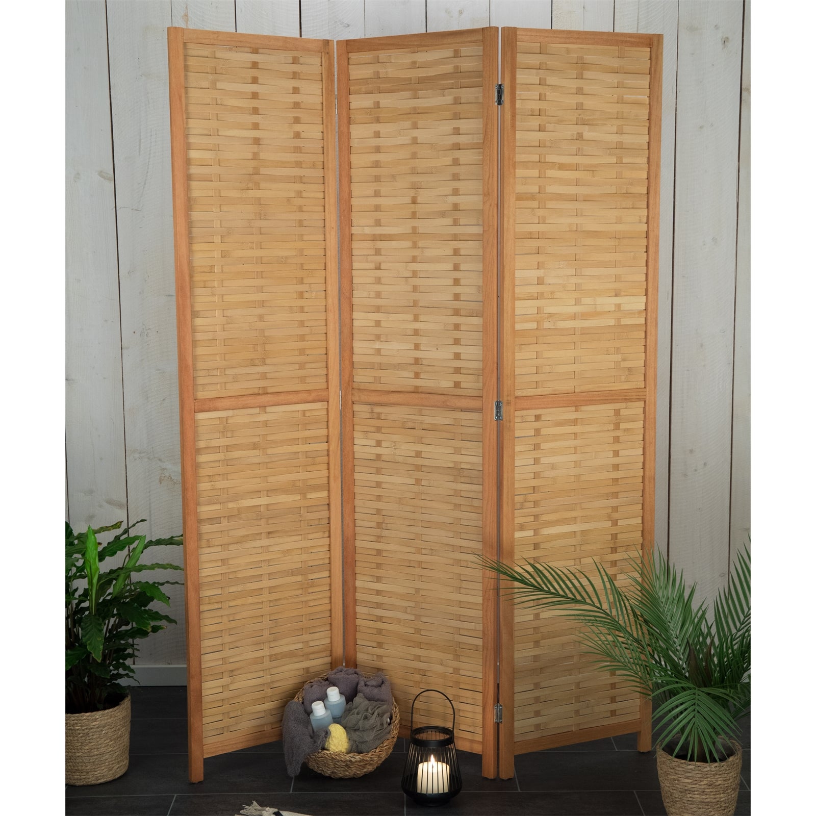 RAUMTEILER "MAYA" | 3-teilig, Bambus | Natur Paravent