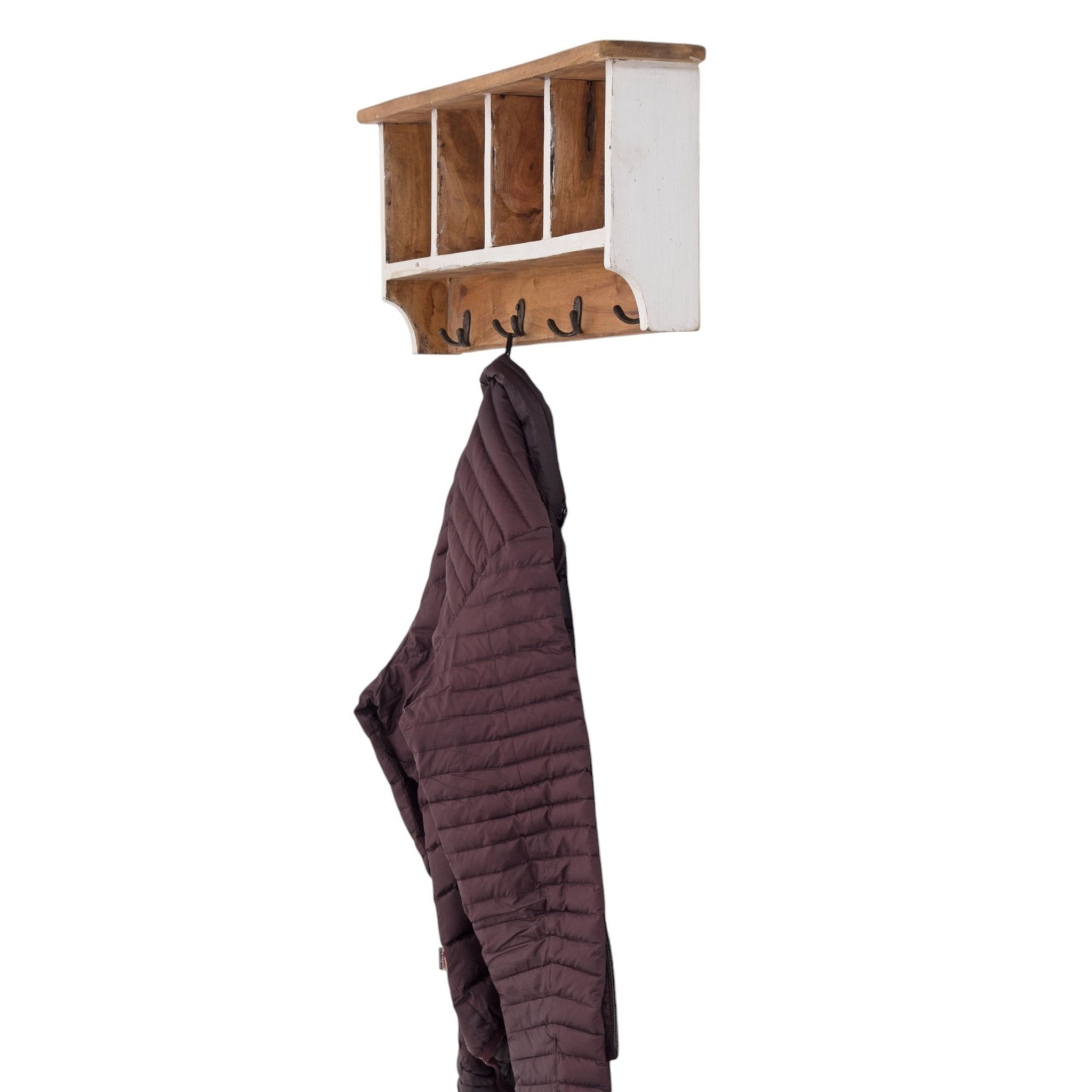 RUSTIKALE WANDGARDEROBE mit Fächern "VINTAGE 70" | 70x27x11cm(BxHxT)