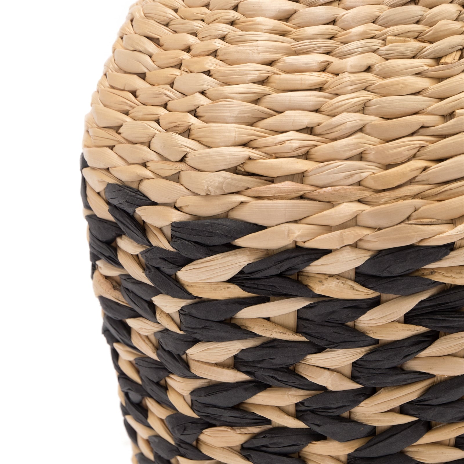 STROH VASE "CUADRO" | Natur, Schwarz, 42 cm | Deko Boden Vase