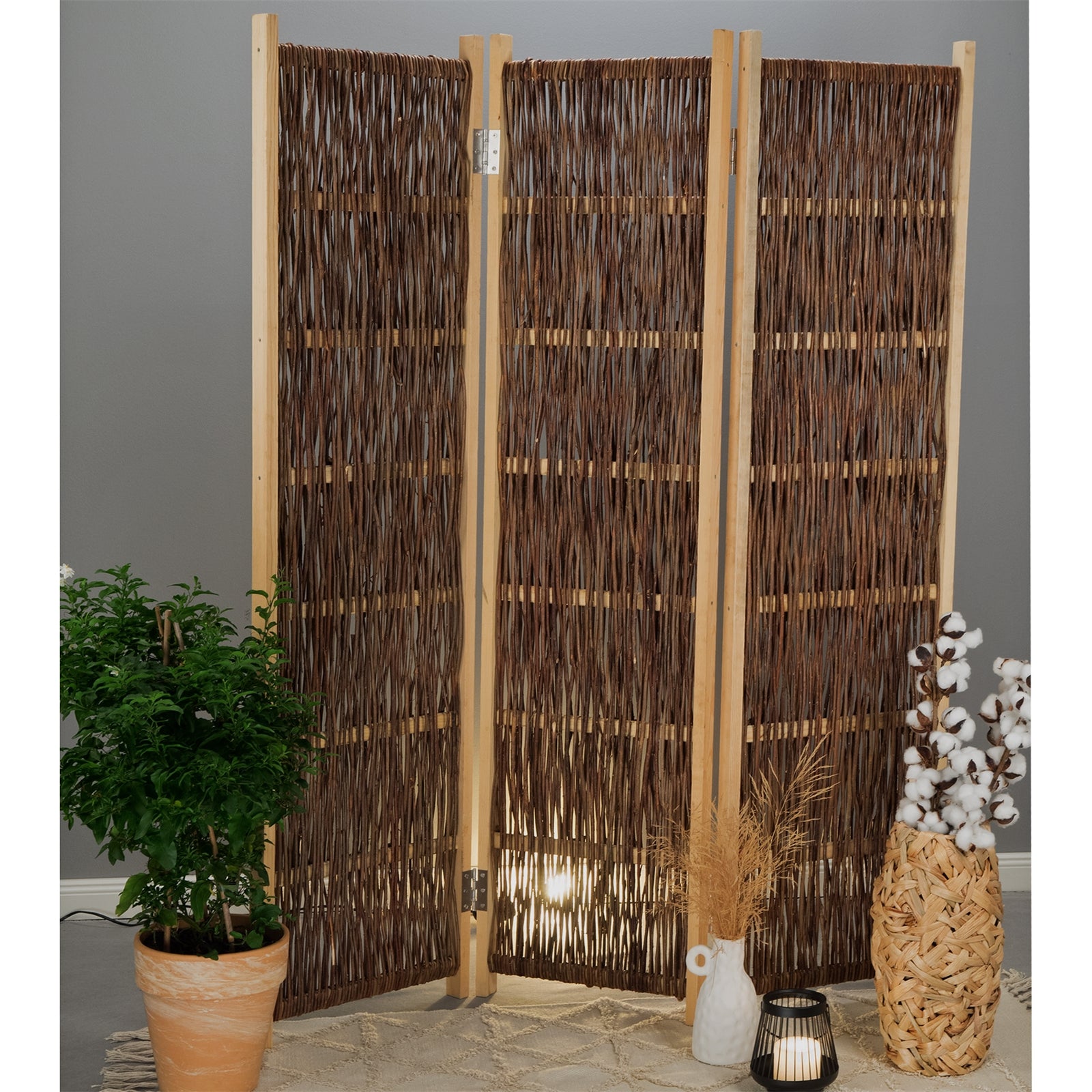 RAUMTEILER "BOSCA" | Weidenholz, 170 cm | Natur Paravent